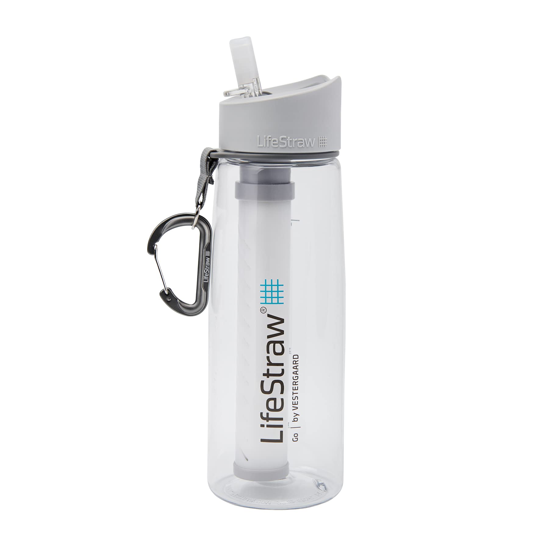 Lifestraw Go Plastic Water Filter Bottle With 2-Stage Integrated Filter Straw For Hiking,Backpacking,And Travel,Clear,22Oz,Activ