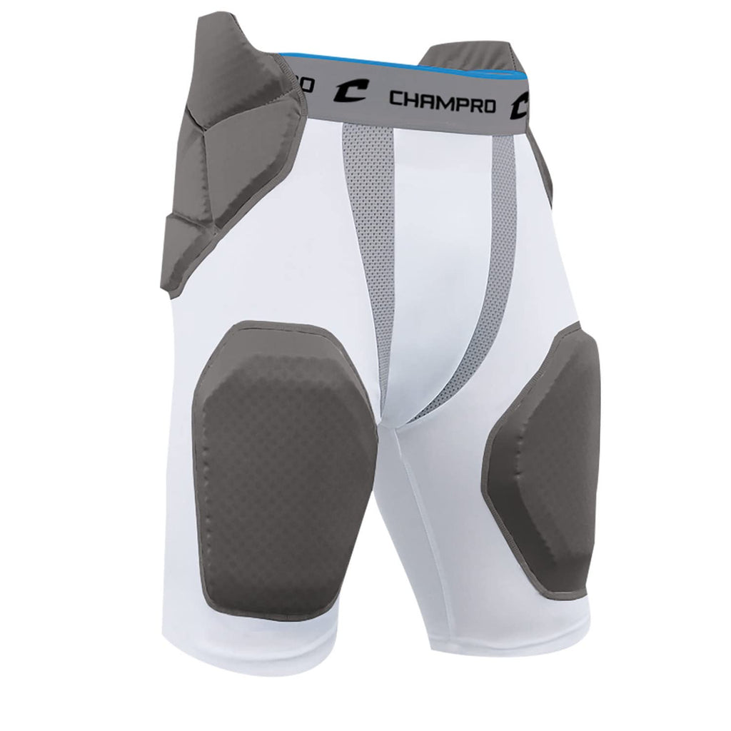 Champro Youth Fpgu6 Tri-Flex 5-Pad Integrated Girdle, White/Grey Inset, M