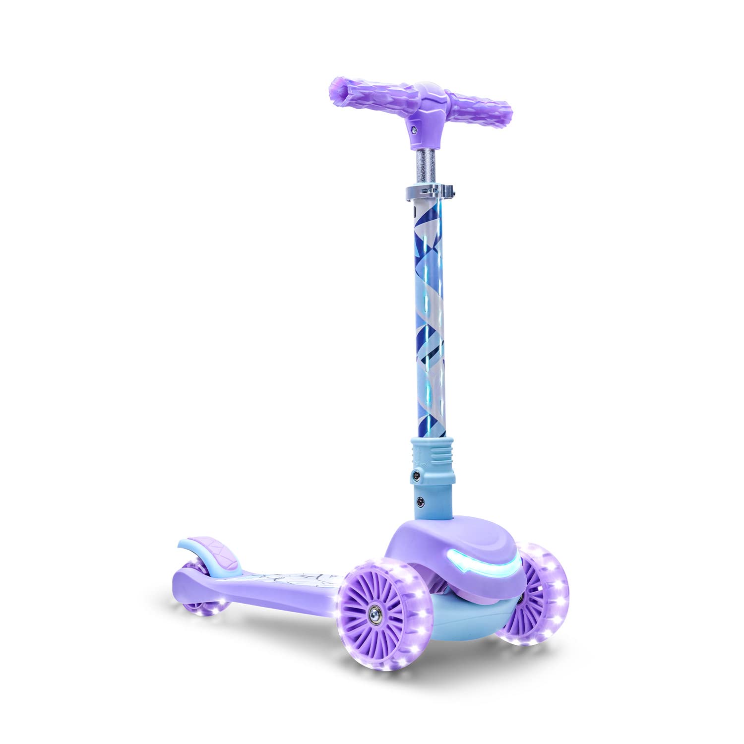 Jetson Disney Frozen 3-Wheel Kick Kids Scooter, LED Lights on Stem, Light-Up Wheels, Height-Adjustable Handlebar, Lean-To-Steer 