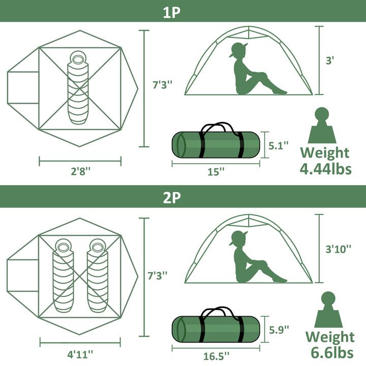 Clostnature Libra Lightweight Backpacking Tent - 1/2 Person 4 Season Ultralight Waterproof Camping Tent, Large Size Easy Setup T