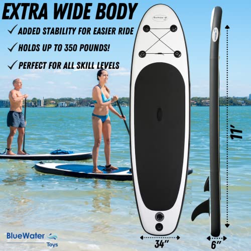 Blue Water Toys Portable Inflatable Stand Up Paddle Board Kit With Pump, Backpack, Coil Leash, And Repair Kit, Sup 350 Pound Lim