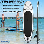 Blue Water Toys Portable Inflatable Stand Up Paddle Board Kit With Pump, Backpack, Coil Leash, And Repair Kit, Sup 350 Pound Lim