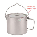 Lixada 1100Ml/2800Ml Titanium Pot Ultralight Portable Hanging Pot With Lid And Foldable Handle Outdoor Camping Hiking Backpackin