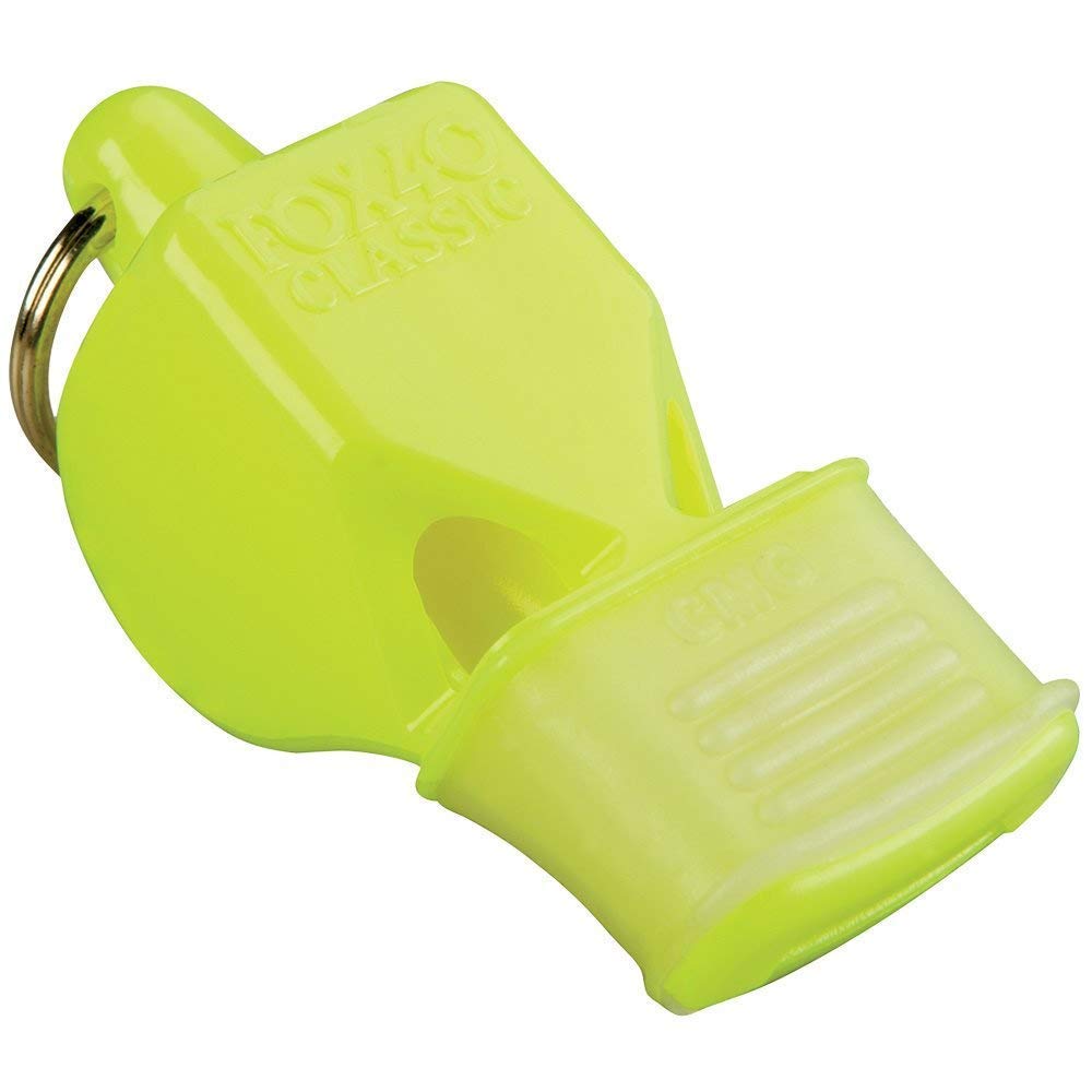 Fox 40 Classic CMG Cushioned Mouth Grip Whistle, 115 dB, Neon Yellow
