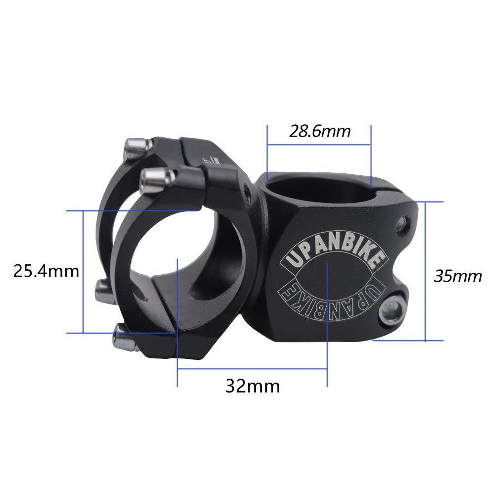 Upanbike Bike Stem 25.4Mm 28.6Mm Aluminum Alloy Short Stem For Mountain Bike Road Bicycle Mtb Bmx(Black)