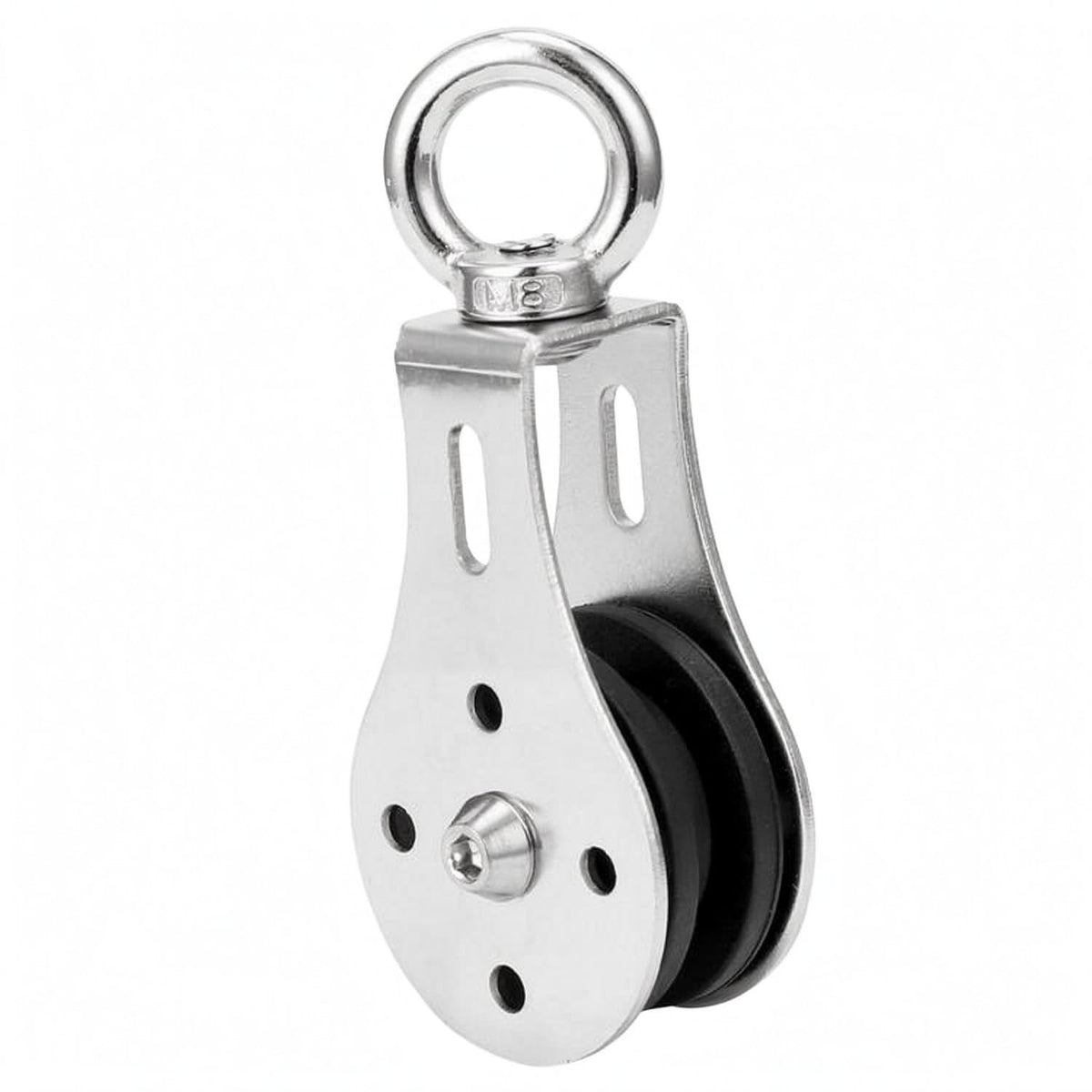 Ecomistiq 360 Degree Rotation Fitness Cable Pulley Assembly Quiet Bearing Gym Pulley Roller Grooved, Silv Ss Hanging Ring