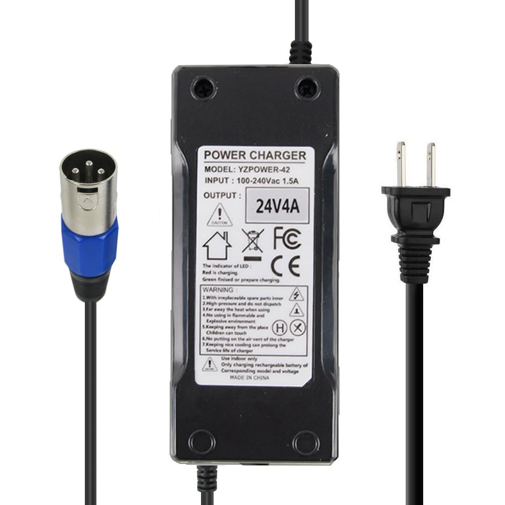 Abakoo 24V 4A Battery Charger For Jazzy,Go-Go Pride Ezip 400 500 650 750 900 Mountain Trailz Izip I25 Izip I300 Izip I350 Izip I
