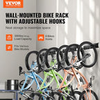 Vevor Bike Storage Rack, 6 Bike Racks And 6 Helmets Hooks, Wall Mount Bike Storage Hanger, Home & Garage Organizer, Customizable