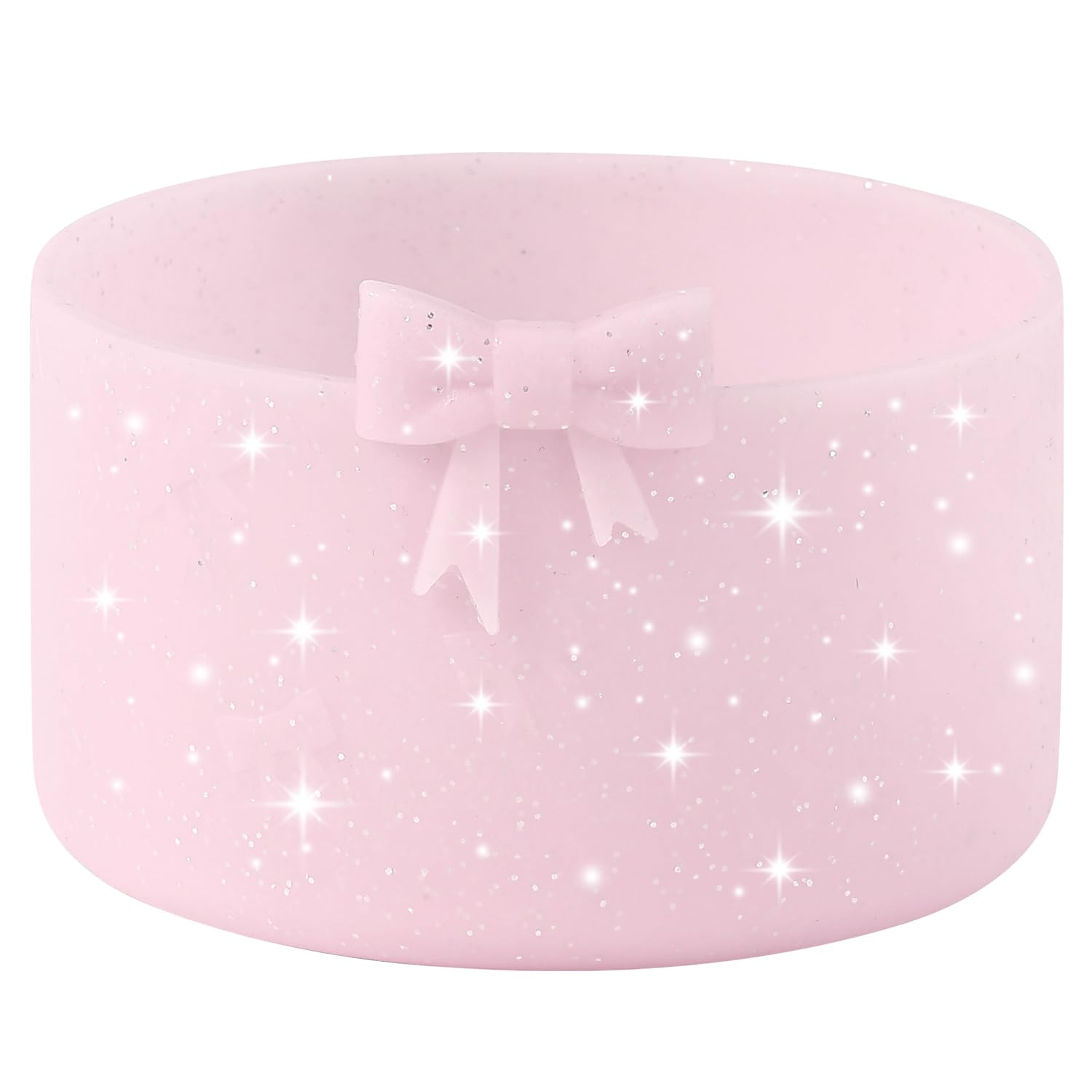 HIUSITY Glitter Bow Silicone Boot for Owala 32oz, Anti-Slip Protective Sleeve Bottom Bumper Protector for FreeSip, Twist, and Fl