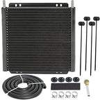 American Volt 30 Row Heavy Duty Black Aluminum Engine Transmission Oil Cooler 3/8'' Inch Id Water Coolant Hose 6An Mounting Kit 