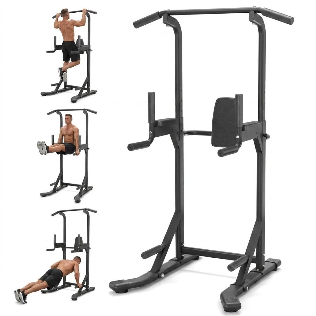 Power Tower, Heavy Duty Pull Up Bar 450LB Capacity, Multi-Functional Dip Station Adjustable Height, Strength Training Equipment 