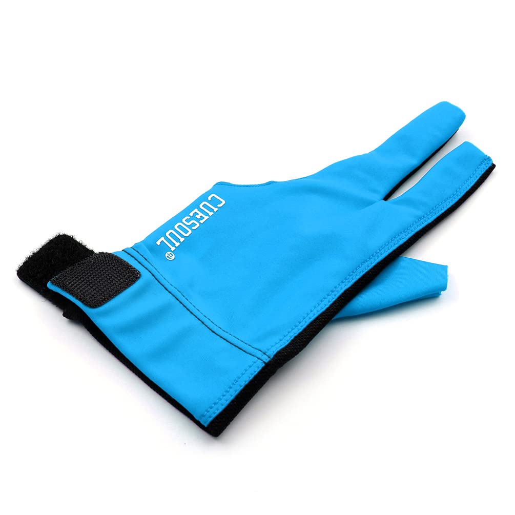 Cuesoul Professional Billiard Gloves Blue-Wear On Left Hand Size S