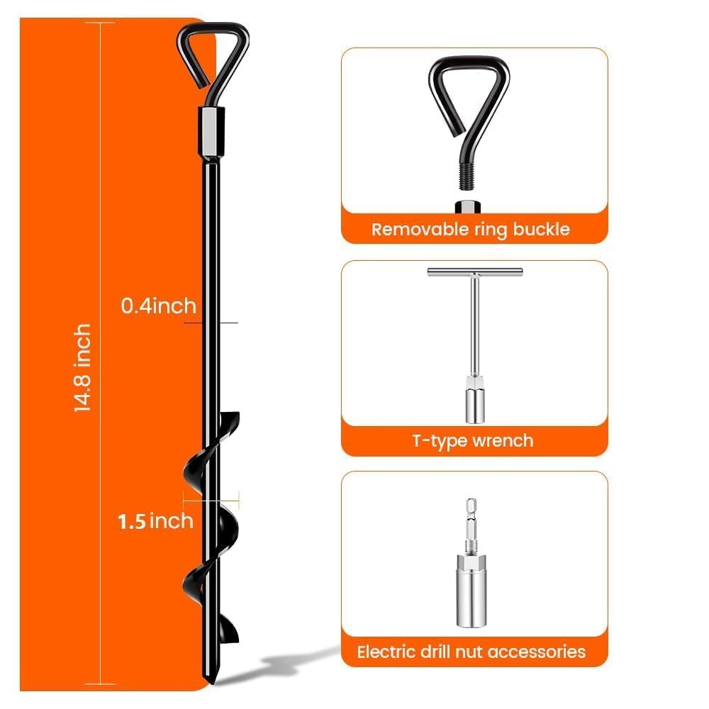Ground Anchors Screw In Tent Stakes Heavy Duty Trampoline Stakes High Winds, Ground Anchors For Camping Tent, Canopies, Carports