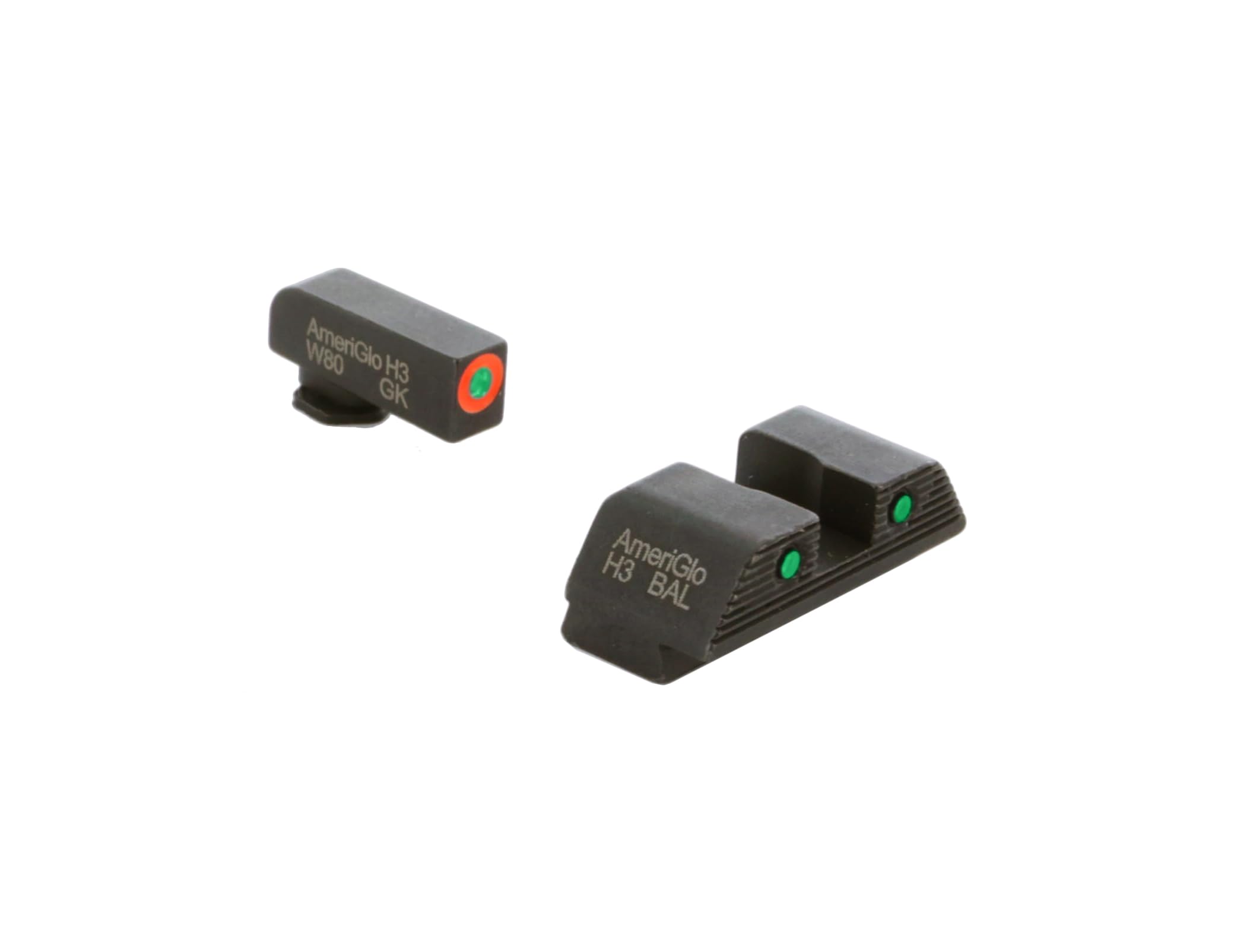 AMERIGLO Trooper Series - Three-Dot Green Tritium Design Set Front Outline Orange Gen 1-4 9mm/.40/.380, Gen5 10mm/.45