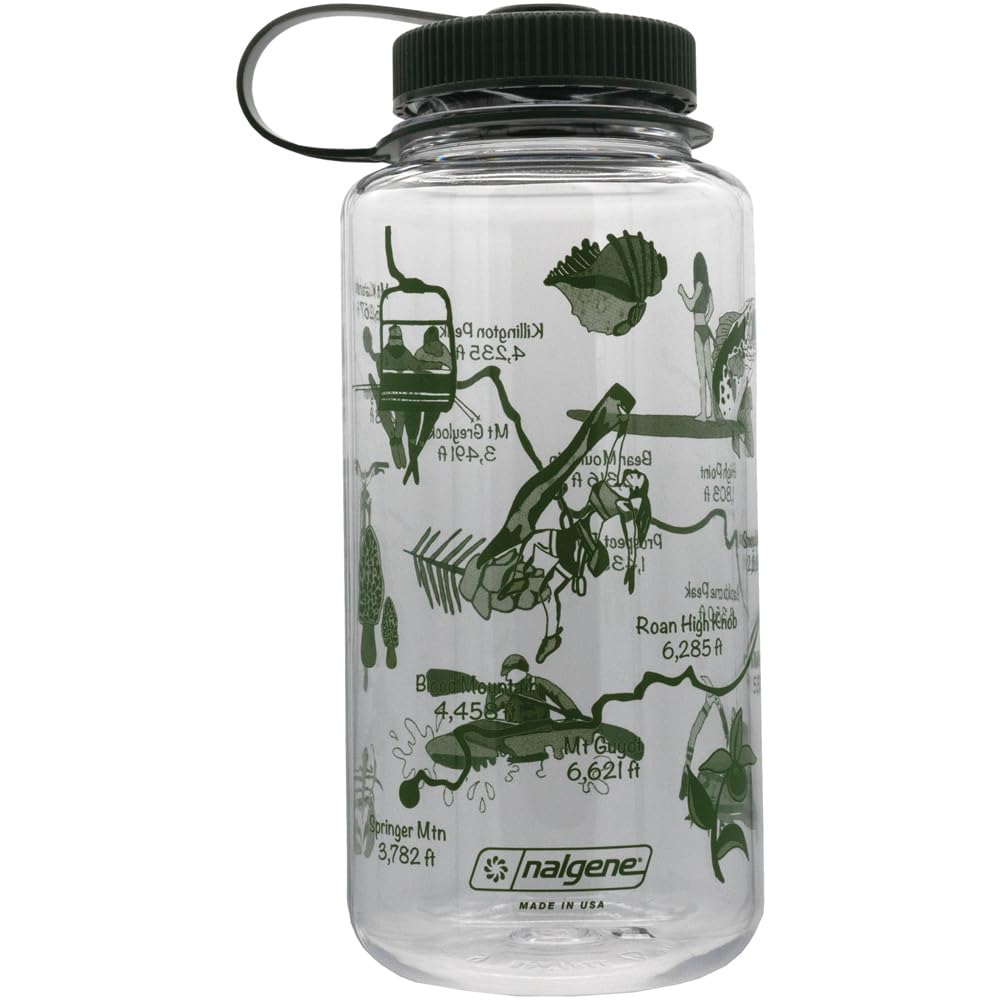 Nalgene 32 oz Wide Mouth Water Bottle | BPA-Free, Durable & Leak Proof- Geographical Bottle Design, East Coast Clear