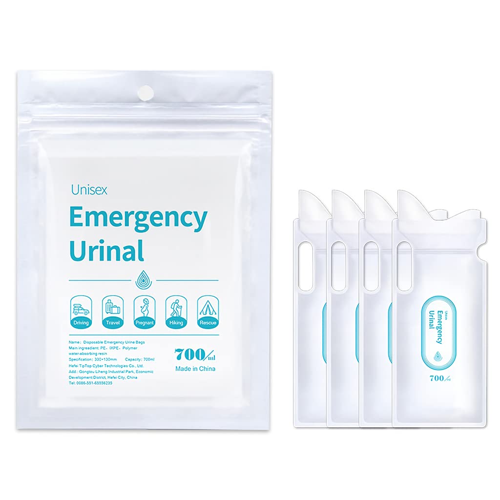 HANNEA 4pcs Urine Bags for Men Women, 700ml Outdoor Emergency Car Urinal Pee Bag, Gel Vomit Bag for Travel Traffic Jam Children