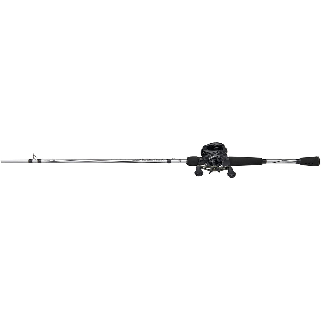Abu Garcia Vengeance Low Profile Baitcast Reel And Fishing Rod Combo, Gray/Black, 7' - Medium Heavy - 1Pc
