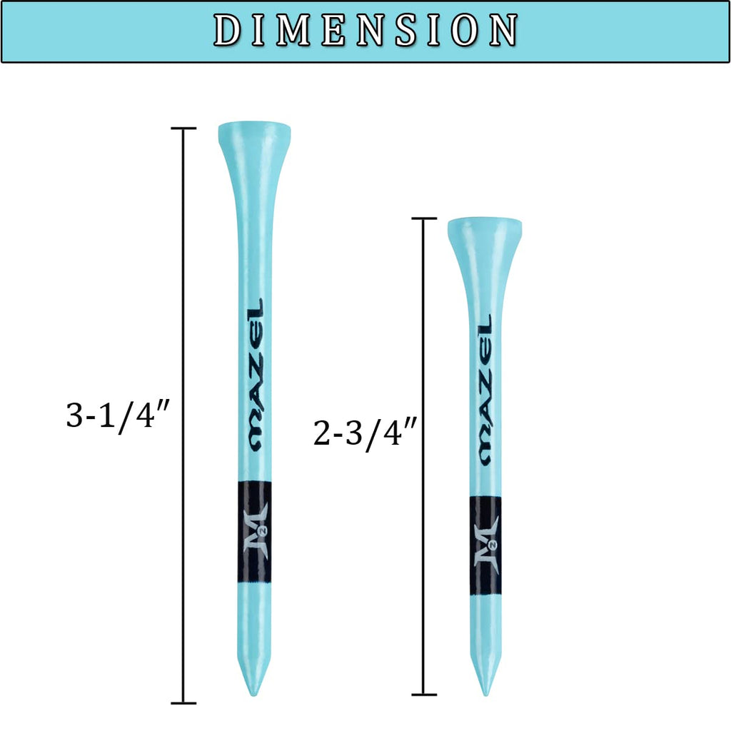 Mazel Natural Wood/Bamboo Golf Tees 2 3/4 Inch & 3 1/4 Inch,Pack 50 Or 120,Reduce Friction & Side Spin,More Durable And Stable G