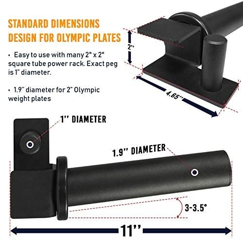 Yes4All Olympic Weight Plate Holder Power Rack Attachment (2X2 Power Rack) - Fit 2'' Olympic Weight Plates