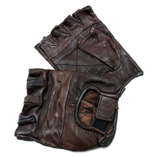 Perrini 280-Bron Brown Leather Finger Less Gloves