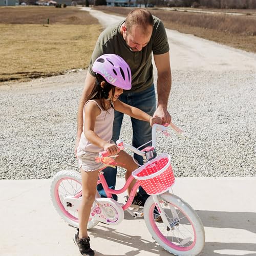 RoyalBaby Stargirl Kids Bike 12 Inch Girls Bicycle for Children with Training Wheels & Basket, Pink