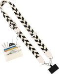 The Fusion Mart Adjustable Bag Strap With Mini Wallet Pouch, Black And White Geometric Pattern, Crossbody Replacement Strap