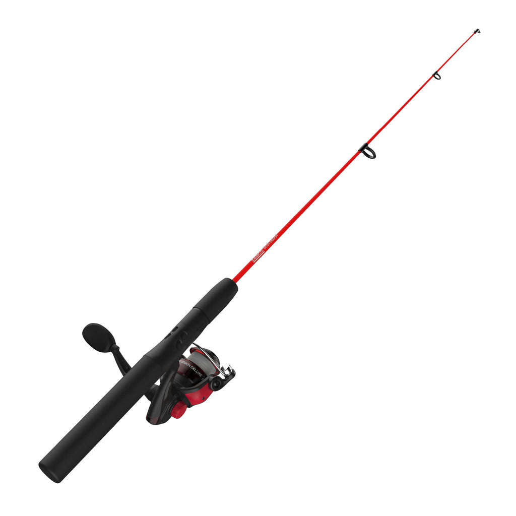 Zebco Dock Demon Spinning Reel And Fishing Rod Combo, 30-Inch 1-Piece Fiberglass Fishing Pole, Eva Rod Handle, Size 10 Reel, Pow