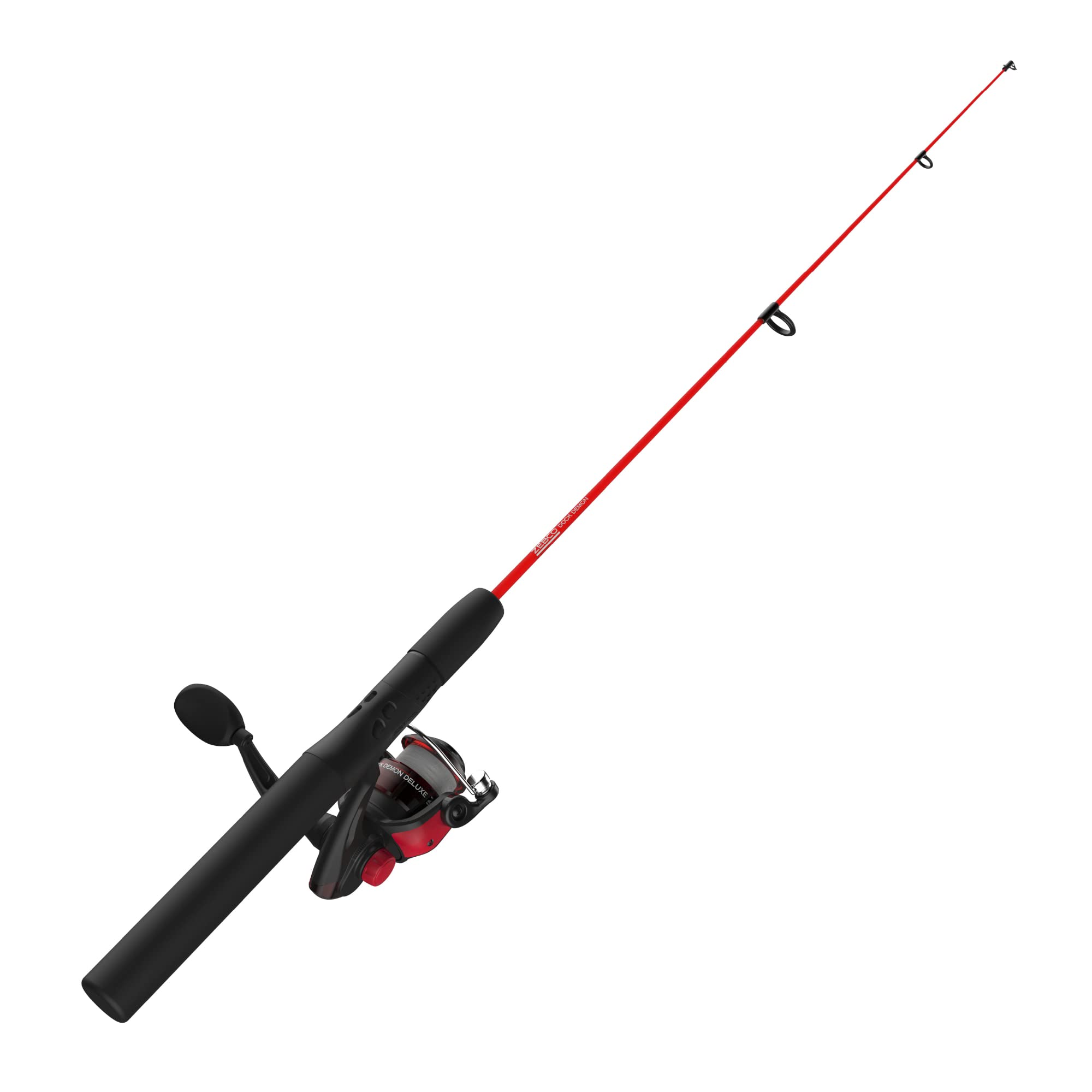 Zebco Dock Demon Spinning Reel And Fishing Rod Combo, 30-Inch 1-Piece Fiberglass Fishing Pole, Eva Rod Handle, Size 10 Reel, Pow
