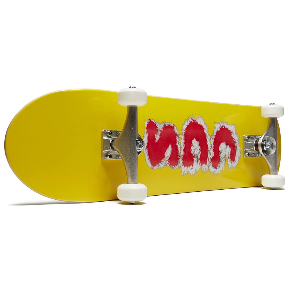 [Ccs] Furry Letters Skateboard Complete Yellow 7.50'' - Maple Wood - Professional Grade - Fully Assembled With Skate Tool And St
