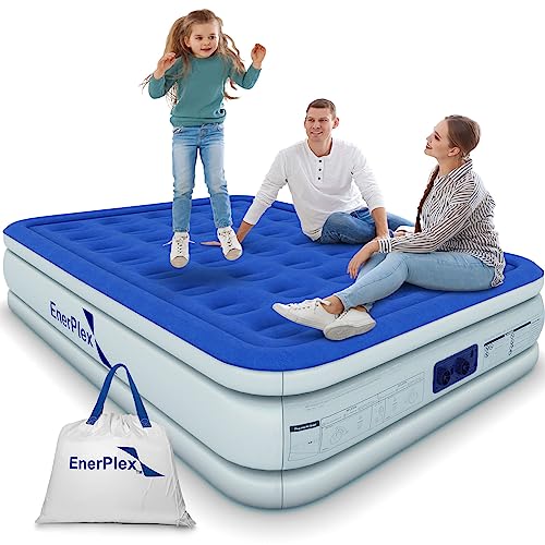 Enerplex Queen Air Mattress With Built-In Pump - 13 Inch Double Height Inflatable Mattress For Camping, Home & Portable Travel -