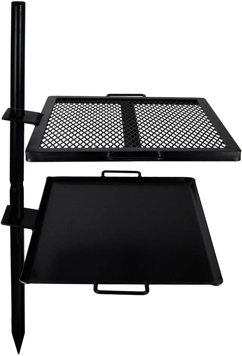 Gamemaker - Open Fire Cooking Gravity Combo Grill & Skillet, Ultimate Camping Cooking Tool Black, Grill Dimensions: 18.5 X 16.37