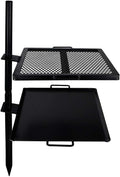 Gamemaker - Open Fire Cooking Gravity Combo Grill & Skillet, Ultimate Camping Cooking Tool Black, Grill Dimensions: 18.5 X 16.37