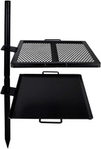 Gamemaker - Open Fire Cooking Gravity Combo Grill & Skillet, Ultimate Camping Cooking Tool Black, Grill Dimensions: 18.5 X 16.37