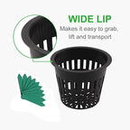 Growneer 50 Packs 3 Inch Net Cups Slotted Mesh Wide Lip With 10Pcs Plant Labels Heavy Duty Filter Plant Net Pot Bucket Basket Fo