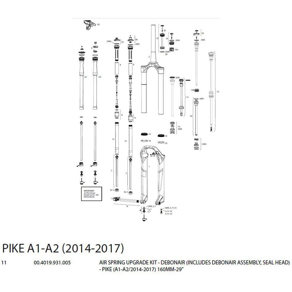 Rockshox Debonair Air Spring Upgrade Kit: Fits Pike (A1-A2/2014-2017) 140Mm-29'', 160Mm-27.5''
