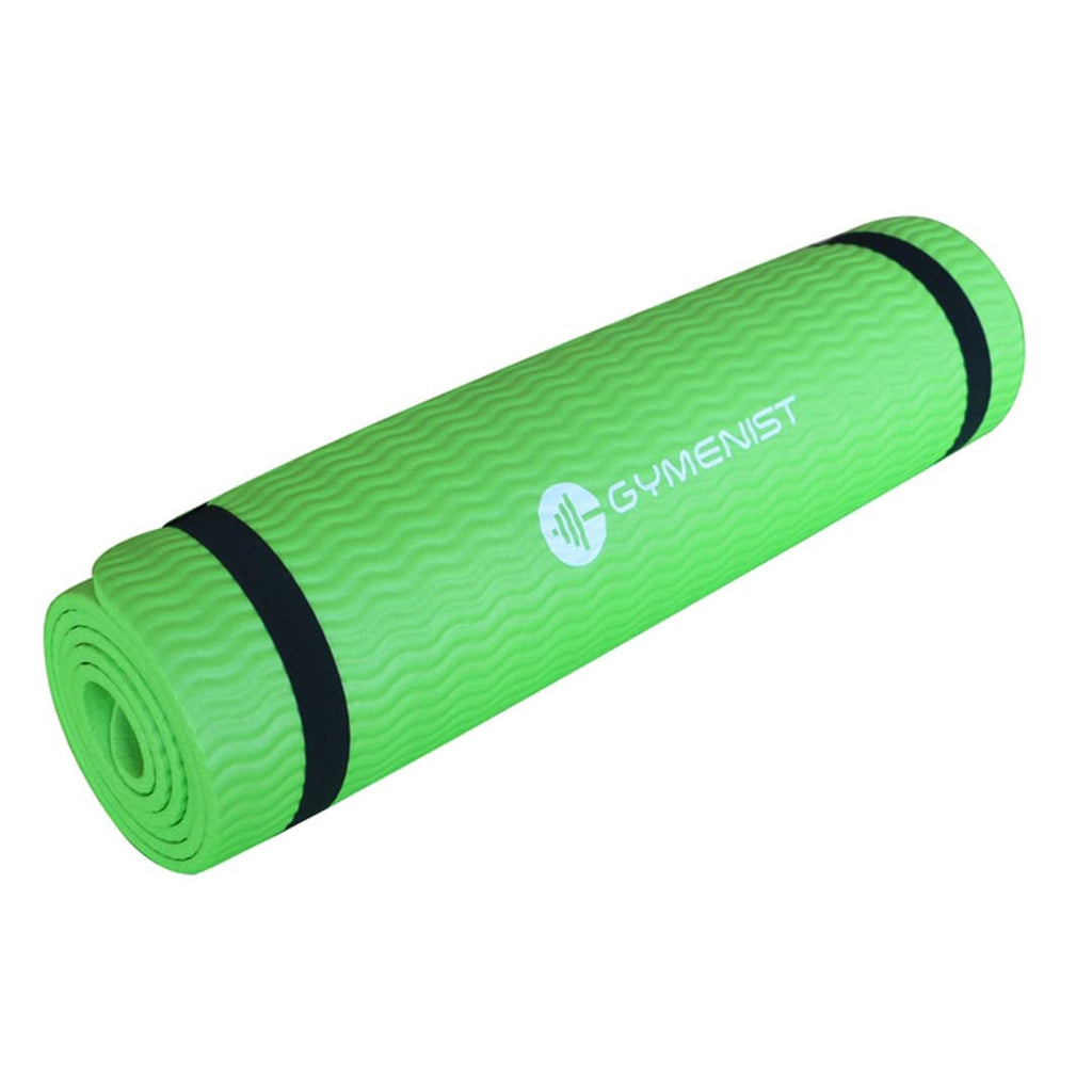 Gymenist Thick Exercise Yoga Floor Mat Nbr 24 X 71 Inches Great For Camping Cardio Workouts Pilates Gymnastics (Green)