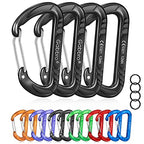Gabbro Carabiner Clip Heavy Duty 2697Lbs, 4 Pcs 3'' Large Lightweight Aluminum Caribeaners With Keychain Hook Ring - Black