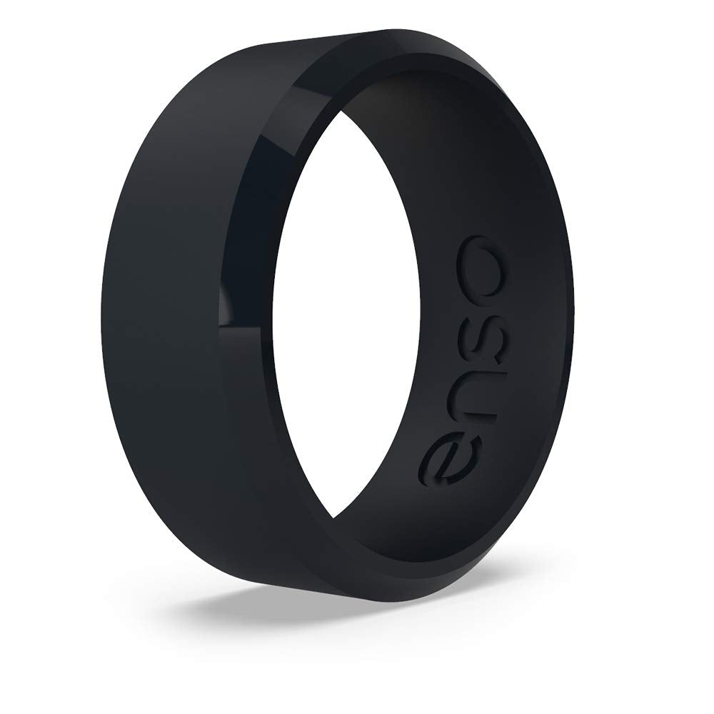 Enso Rings Bevel Classic Silicone Wedding Ring - Hypoallergenic Unisex Wedding Band - Comfortable Band For Active Lifestyle - 8M