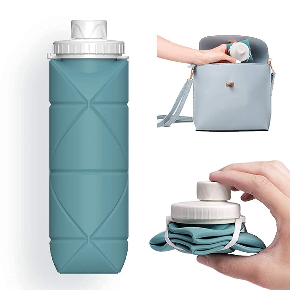 Wandf Collapsible Water Bottle Leakproof Valve 600Ml Reuseable Bpa Free Silicone Foldable Water Bottle For Gym Camping Hikingyog