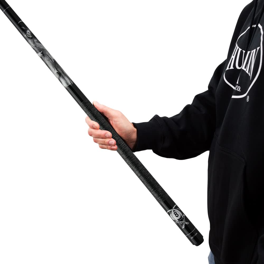Action Adventure Billiards Pool Cue Stick - Black Reaper - 18Oz