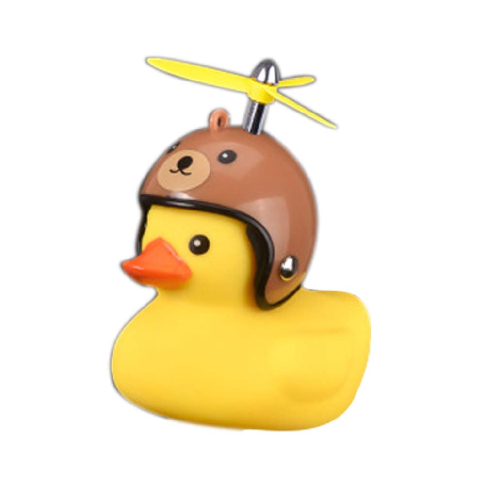 Duck Bike Bell, Rubber Bike Horn, Cute Yellow Duck Bicycle Decorations, Squeeze Duck Bicycle Horns with Propeller Helmet