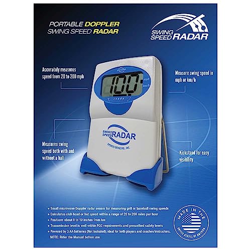 Swing Speed Radar - Achieve Longer Drives - Delivers Precise Golf Club Swing Speeds From 20 To 200 Mph. Master Consistency With