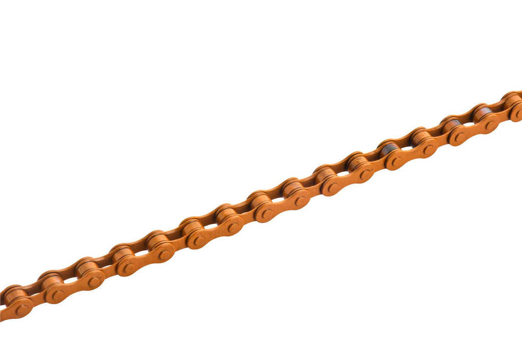 Zonkie Single-Speed Bicycle Chain 1/2 X 1/8 Inch 116 Links (Orange, 1/2'' 1/8'' 116 Links)