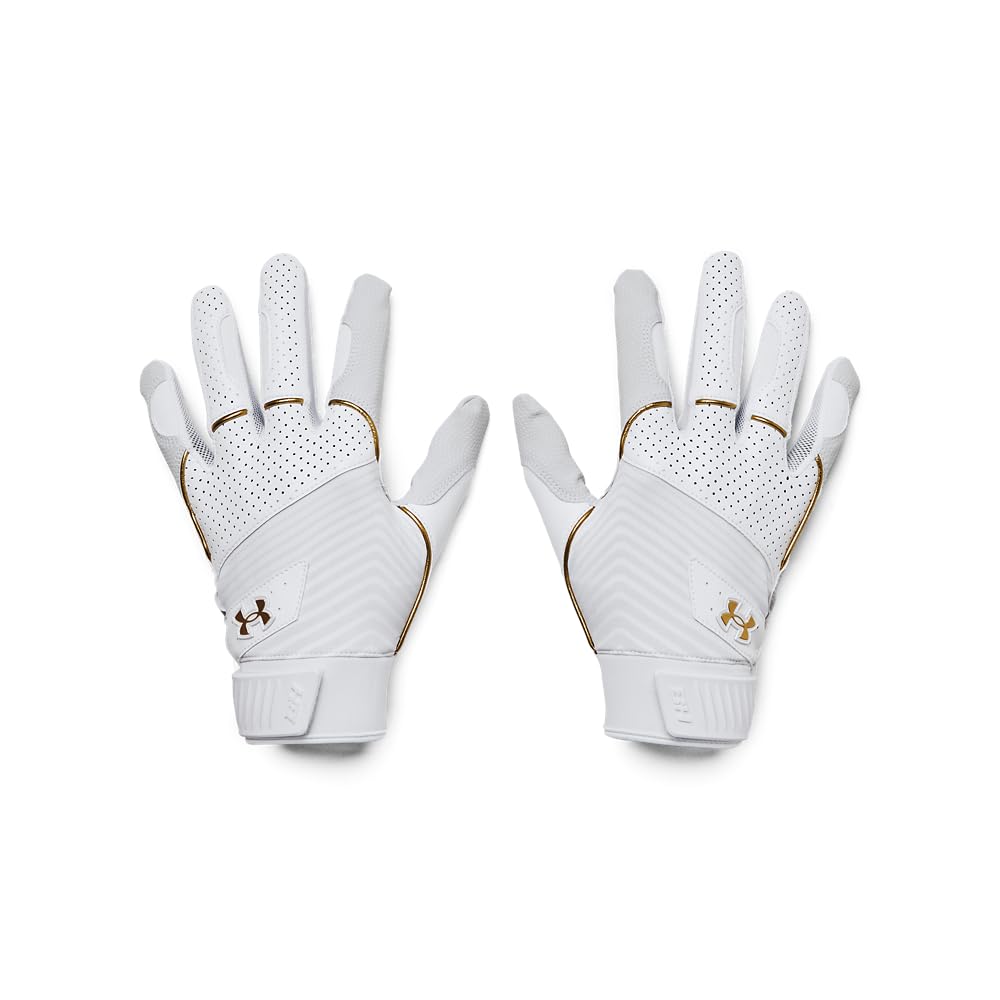 Under Armour Men'S Harper Baseball Gloves, (100) White/White/Metallic Gold, Medium
