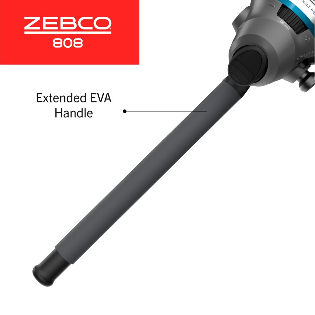 Zebco 808 Saltwater Spincast Reel And Fishing Rod Combo, 7-Foot 2-Piece Fishing Pole, Size 80 Reel, Changeable Right- Or Left-Ha