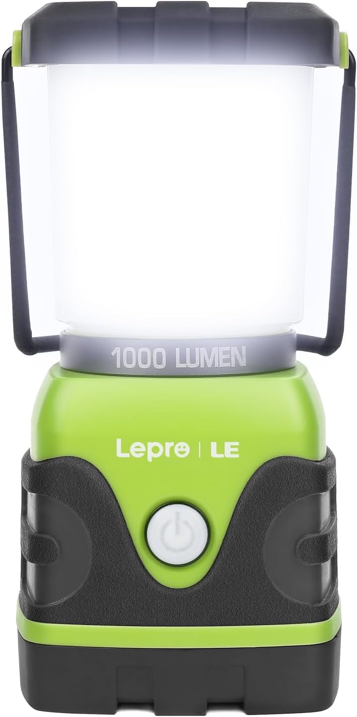 LE 1000LM Battery Powered LED Camping Lantern, Waterproof Tent Light with 4 Light Modes, Camping Essentials, Portable Lantern Fl