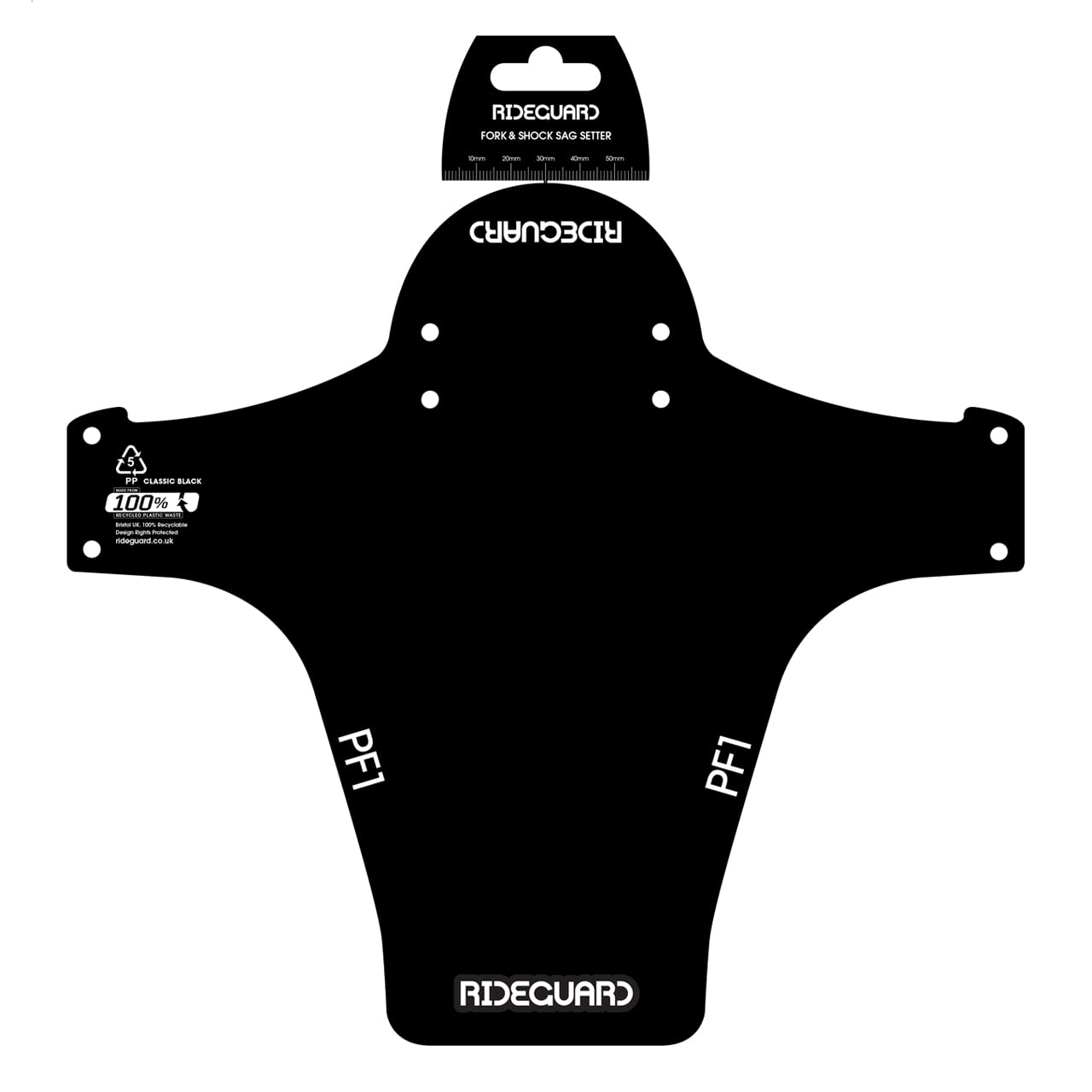 RideGuard PF1 Classic Black. Front MTB Mudguard Mountain Bike Fender. Fits 24   , 26   , 27.5   , 29   , Plus Size and Fat Bikes