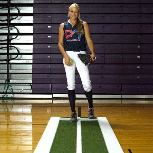 On Deck Sports 3' X 10' Indoor Non-Slip Jennie Finch Softball Pitching Lane Pro Mat With Rubber And Powerline