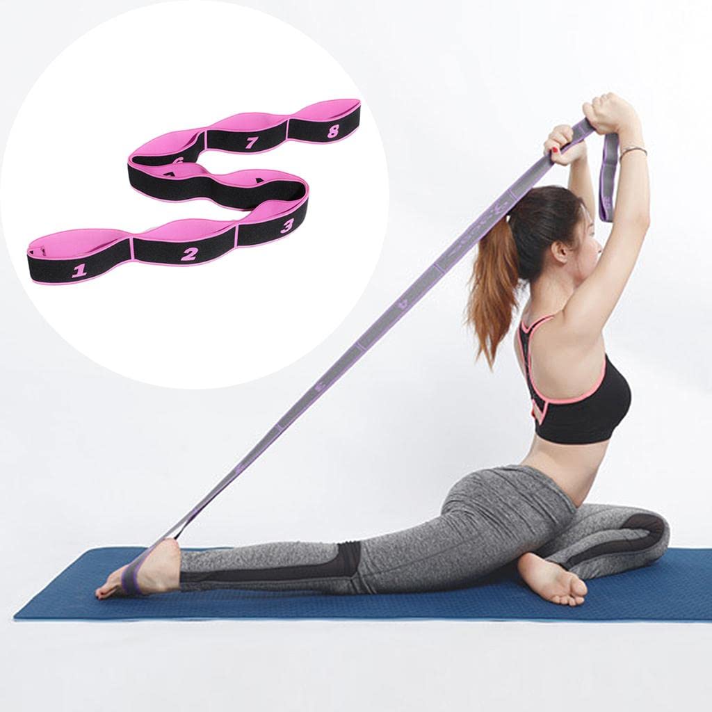 Enakshi Yoga Pull Strap Fitness Stretching Band Resistance Loop Pink_8 Loops|Sporting Goods | Fitness, Running & Yoga | Fitness