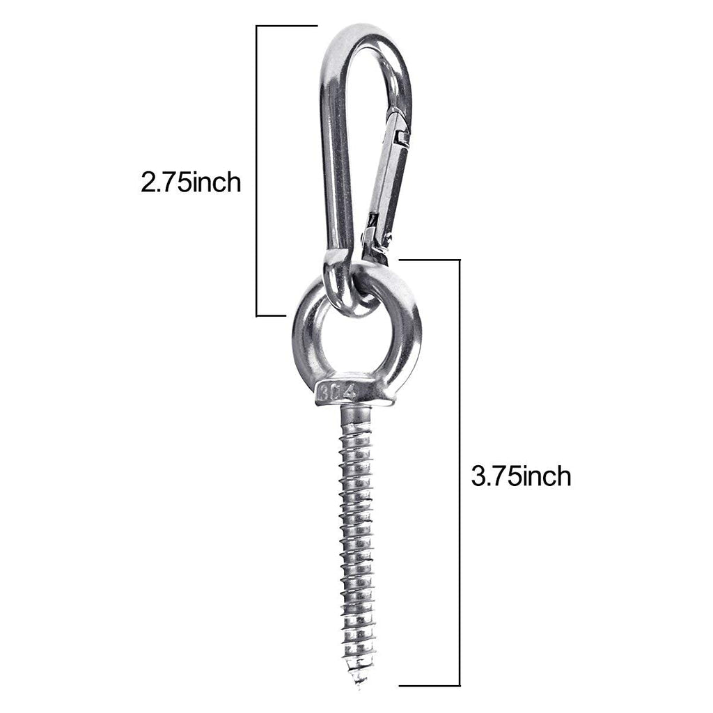 Hammock Hanging Kit, Load Capacity 1400 Lb, Stainless Steel Hammock Hook Carabiner Set For Yoga Hammock Swing Chair Indoor Outdo